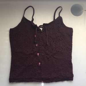Maroon lace-up slim cami